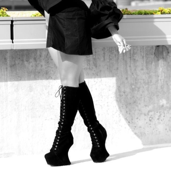 JEFFREY CAMPBELL Walk-Tall Black Suede Knee Boot - Picture 5 of 7